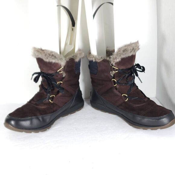 Sorel Women's TIVOLI US 9 Cattail Brown Lined Faux Fur Lace Up Snow Boots - Picture 6 of 16